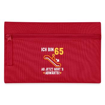 Ich bin 65 Ab jetzt gehts abwärts 65 Geburtstag - Federtasche - Rot - Vorne