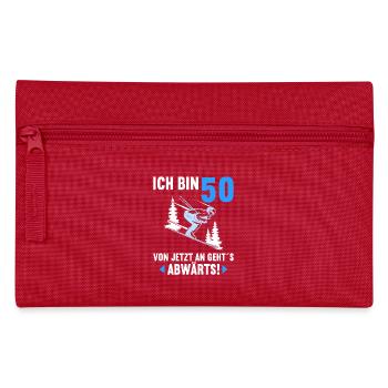 Ich bin 50 Ab jetzt gehts abwärts 50 Geburtstag - Federtasche - Rot - Vorne