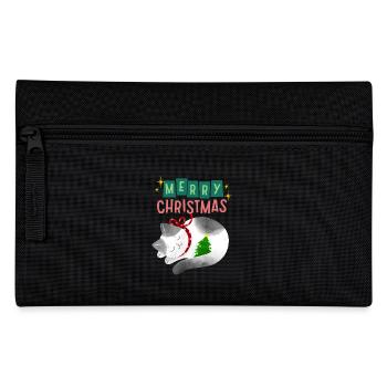 Cat with Christmas tree, Christmas saying - Pencil Case - black - Front