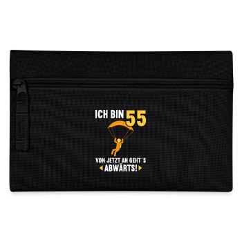 Ich bin 55 Ab jetzt gehts abwärts 55 Geburtstag - Federtasche - Schwarz - Vorne