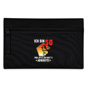 Ich bin 50 Ab jetzt gehts abwärts 50 Geburtstag - Federtasche - Schwarz - Vorne