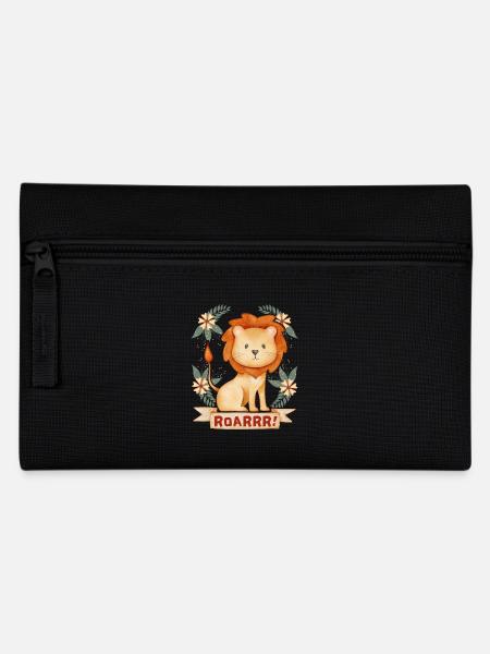 Lustiger Löwe, Spruch Roarrr, Sternzeichen-Löwe - Federtasche - Schwarz