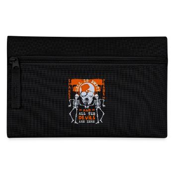 Totenkopf, Tod, Skelett Skull Spruch Shakes peare - Federtasche - Schwarz - Vorne