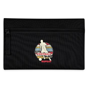 Football football player eat-sleep-repeat saying - Pencil Case - black - Front
