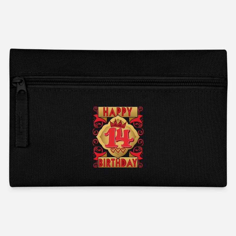 14. Geburtstag 14 Jahre alt Spruch, Vintage-Design - Federtasche - Schwarz