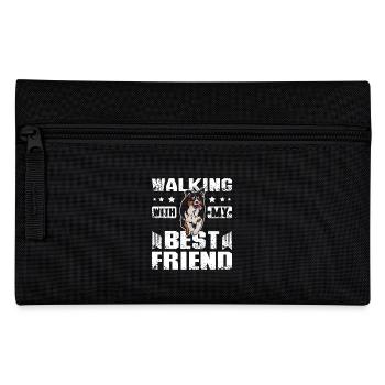 walking with my best friend australian shepherd - Pencil Case - black - Front