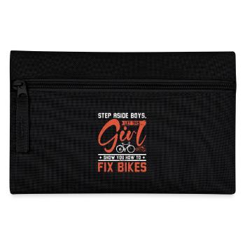 Let this girl show you how to fix bikes - Pencil Case - black - Front