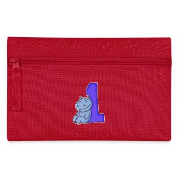1 year old - Enrollment - Hippopotamus motif - Win - Pencil Case - red - Front