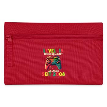 2008 Level 15 Jahre Gaming 15er 15 Geburtstag - Federtasche - Rot - Vorne