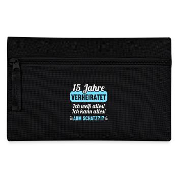 15 Jahr verheiratet weiß alles 15.Hochzeitstag - Federtasche - Schwarz - Vorne