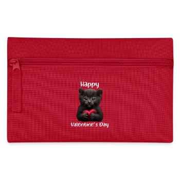 Happy Valentines Day Cat - Pencil Case - red - Front
