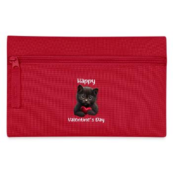 Happy Valentines Day Cat - Pencil Case - red - Front