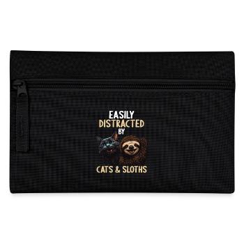 Easily distracted by cats and sloths - Pencil Case - black - Front