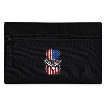 USA Amerikanische Flagge 4. Juli Pool billard - Federtasche - Schwarz - Vorne