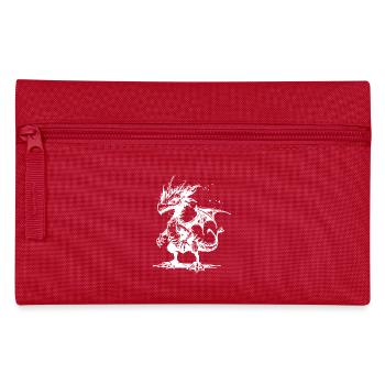Cooler kleiner vintager Drache mit Flügel - Federtasche - Rot - Vorne