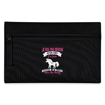 cadeau cheval poney besoin d'aller faire du poney - Trousse - noir - Devant