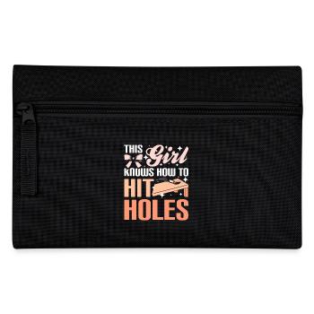 This girl knows how to hit holes cornhole - Federtasche - Schwarz - Vorne