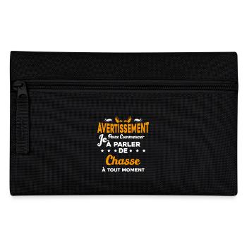 Parler de chasse à tout moment Humour chasseur - Trousse - noir - Devant