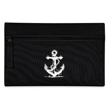 Vintage old wet anchor with rope - Pencil Case - black - Front