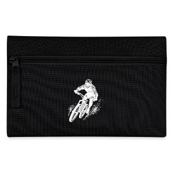 Mountain bikers with bike and helmet - Pencil Case - black - Front
