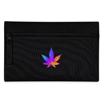 Cannabis Blatt | Hanfblatt Farbverlauf  - Federtasche - Schwarz - Vorne