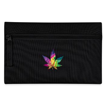 Tie Dye Batik Cannabis Blatt | Hanfblatt - Federtasche - Schwarz - Vorne