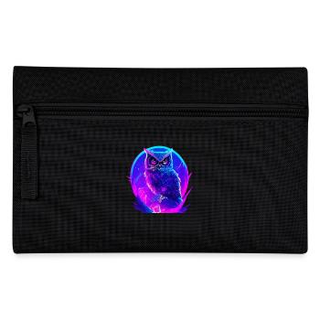 Leuchtende Eule Vogel Neon Kunstwerk - Federtasche - Schwarz - Vorne