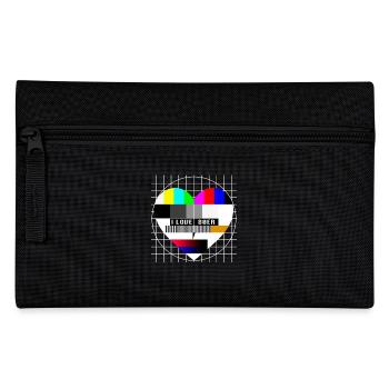 80er Jahre TV Testbild Herz Liebe I Love 80s Party - Federtasche - Schwarz - Vorne