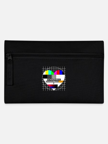 Testbild Herz Sendepause TV 90er Party 80er Jahre - Federtasche - Schwarz
