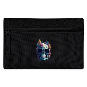 Totenkopf Blumen Tattoo - Federtasche - Schwarz - Vorne