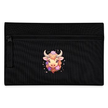 Conception du signe du zodiaque Taureau - Signe du zodiaque Kawaii - Trousse - noir - Devant