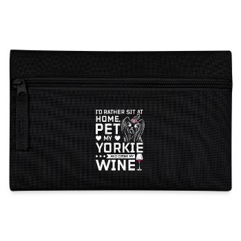 Asseyez-vous à la maison et buvez du vin avec mon Yorkie - Trousse - noir - Devant