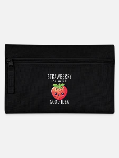 Erdbeere Kawaii - Federtasche - Schwarz