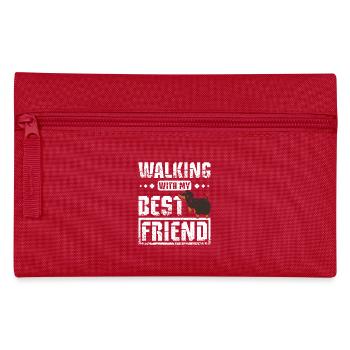 walking with my best friend dachshund - Pencil Case - red - Front
