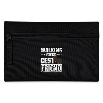 walking with my best friend dachshund - Pencil Case - black - Front