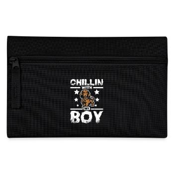 chillin with my boy dachshund - Pencil Case - black - Front