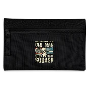 Never underestimate an old man who plays squash - Pencil Case - black - Front