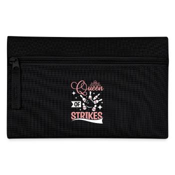 Mom Queen of strikes funny woman bowlers - Pencil Case - black - Front