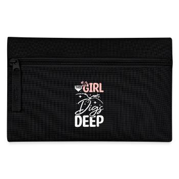 Paleontologist Girl diggs deep for dinosors - Pencil Case - black - Front