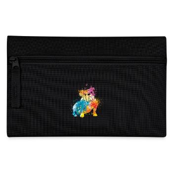 colorful splash art dog lover English bulldog - Pencil Case - black - Front