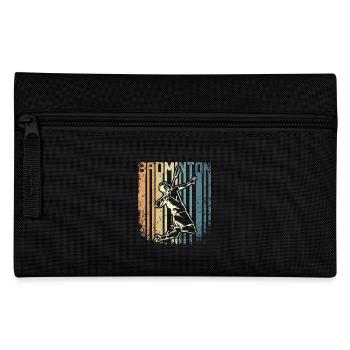 Retro vintage badminton player - Pencil Case - black - Front
