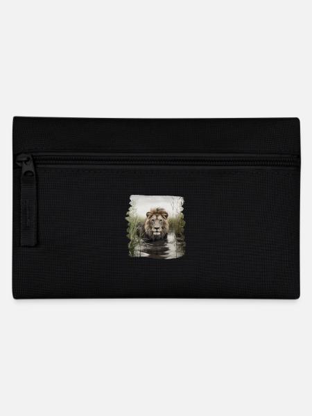 Löwen realistic Löwe - Federtasche - Schwarz