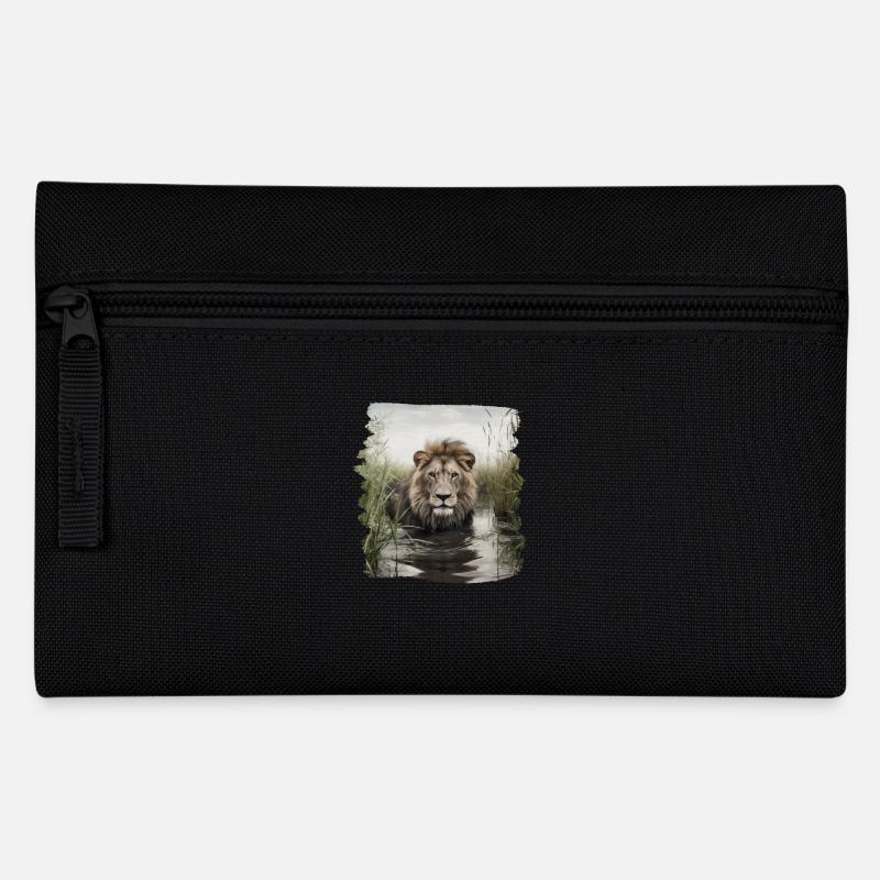 Löwen realistic Löwe - Federtasche - Schwarz