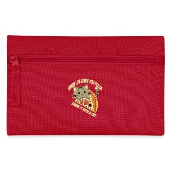 Pizza avec chat et lettrage - Trousse - rouge - Devant