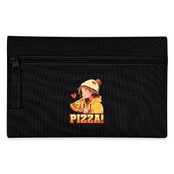 Pizza Lover Young Girl Anime Manga Pizza - Pencil Case - black - Front