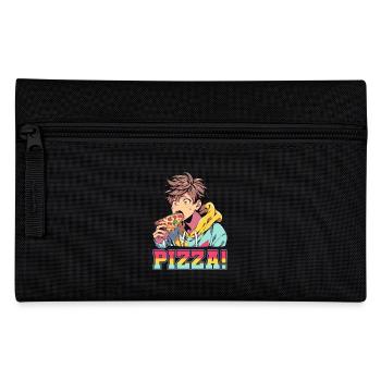 Pizza Lover Young Girl Anime Manga Pizza - Pencil Case - black - Front