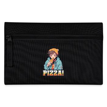 Pizza Lover Young Girl Anime Manga Pizza - Pencil Case - black - Front