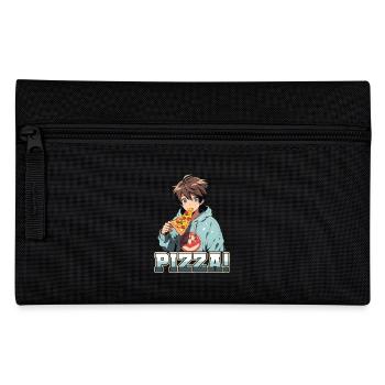 Pizza Lover Young Girl Anime Manga Pizza - Pencil Case - black - Front