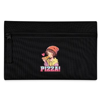 Pizza Lover Young Girl Anime Manga Pizza - Pencil Case - black - Front