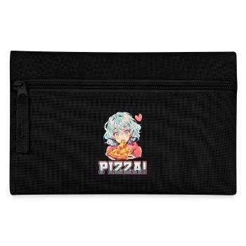 Pizza Lover Young Girl Anime Manga Pizza - Pencil Case - black - Front